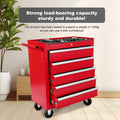 5 Drawer Metal Rolling Tool Chest With Wheels,Tool Storage Cabinet With Locking System Red Steel