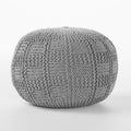 Yuny Knitted Cotton 20 X 20 Round Pouf Grey Cotton