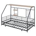 Twin Size Metal House Bed With Trundle, Black Twin Black Metal