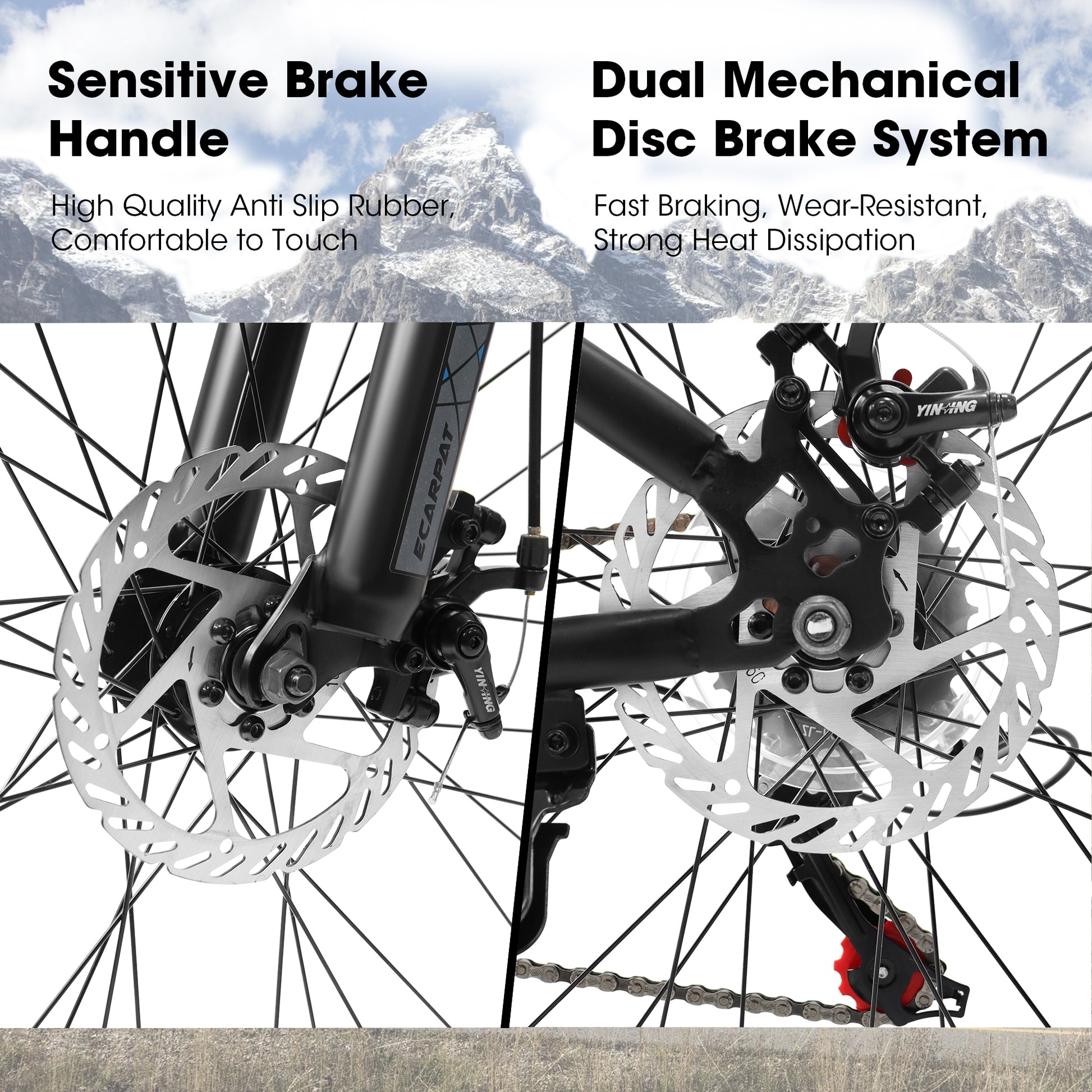 A27301 Ecarpat Mountain Bike 27.5 Inch Wheels, 21 Speed Mens Womens Trail Commuter City Mountain Bike,High Carbon Steel Frame Disc Brakes Thumb Shifter Front Fork Bicycles Cycling Black Blue Without Durable Garden & Outdoor Classic Multifunctional