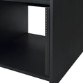 Black Music Desk With Earphone Rack Black Keyboard Tray Computer Desk Office Freestanding Rectangular Shelves Wood Metal Sled