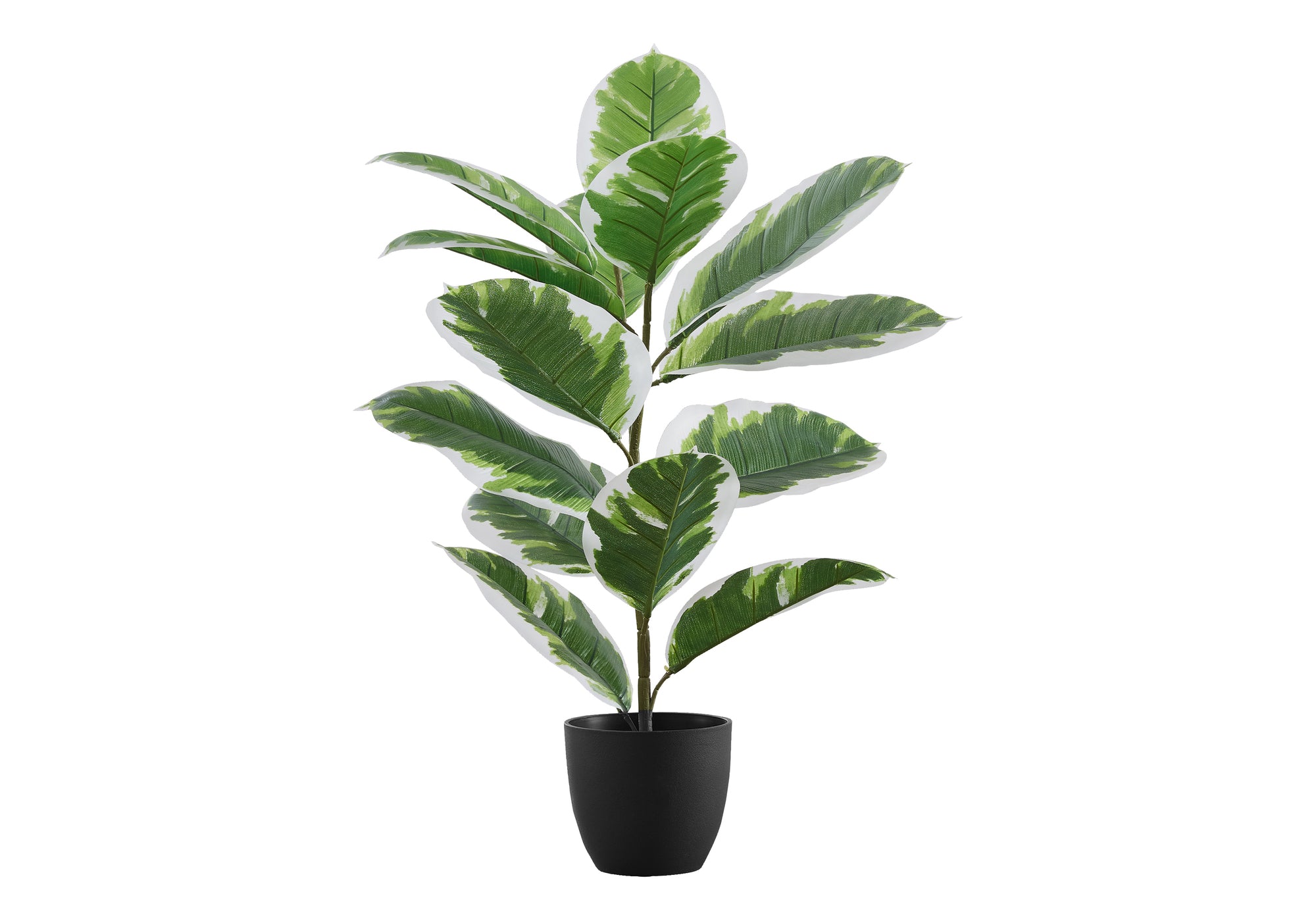 Artificial Plant, 27" Tall, Rubber, Indoor, Faux, Fake, Table, Greenery, Potted, Real Touch, Decorative, Green Leaves, Black Pot Green Foam Plastic