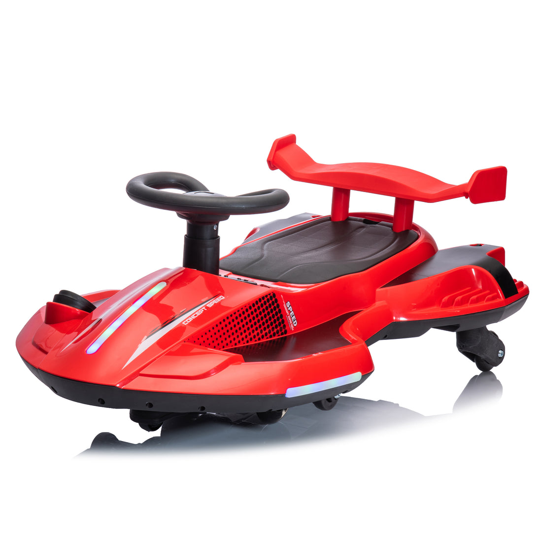 12V Kids Ride On Electric Toy,360 Degree Drift In Place,Spray Function,Front&Side Lights Design,Usb Mp3,Bluetooth,Music, 3.73 4.35 Mph,Easy Installation,Ultimate Cool Operation For Kids Aged 3 . Red