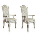 Beige And Antique Pearl Tufted Back Arm Chairs Set Of 2 Beige Dining Room Traditional Poplar Set Of 2 Wood Fabric