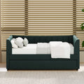 Twin Size Upholstered Velvet Daybed With Trundle, Green Box Spring Not Required Twin Green Wood Bedroom Bed Frame Velvet Upholstered