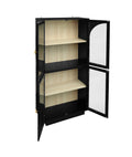 Storage Cabinet With Acrylic Door For Living Room, Dining Room, Study Black Particle Board