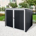 Garbage Bin Shed Stores 2 Trash Cans Metal Outdoor Bin Shed For Garbage Storage,Grey Grey Metal