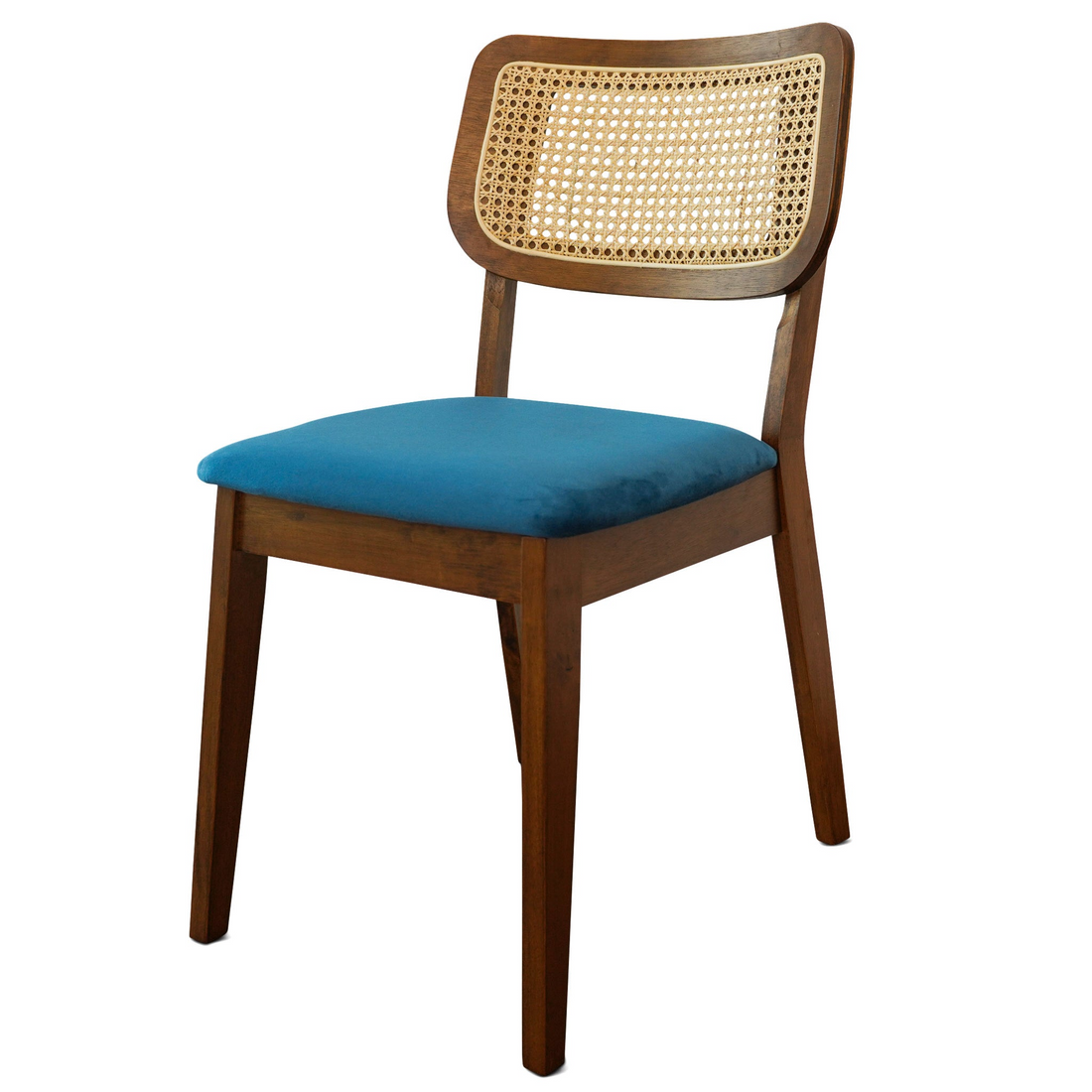 Kaden Navy Blue Velvet Dining Chair Set Of 2 Solid Brown,Light Blue,Rustic Brown Dining Room Foam Wipe Clean Mid Century Modern Dining Chairs Set Of 2 Foam Solid Wood,Velvet,Wicker