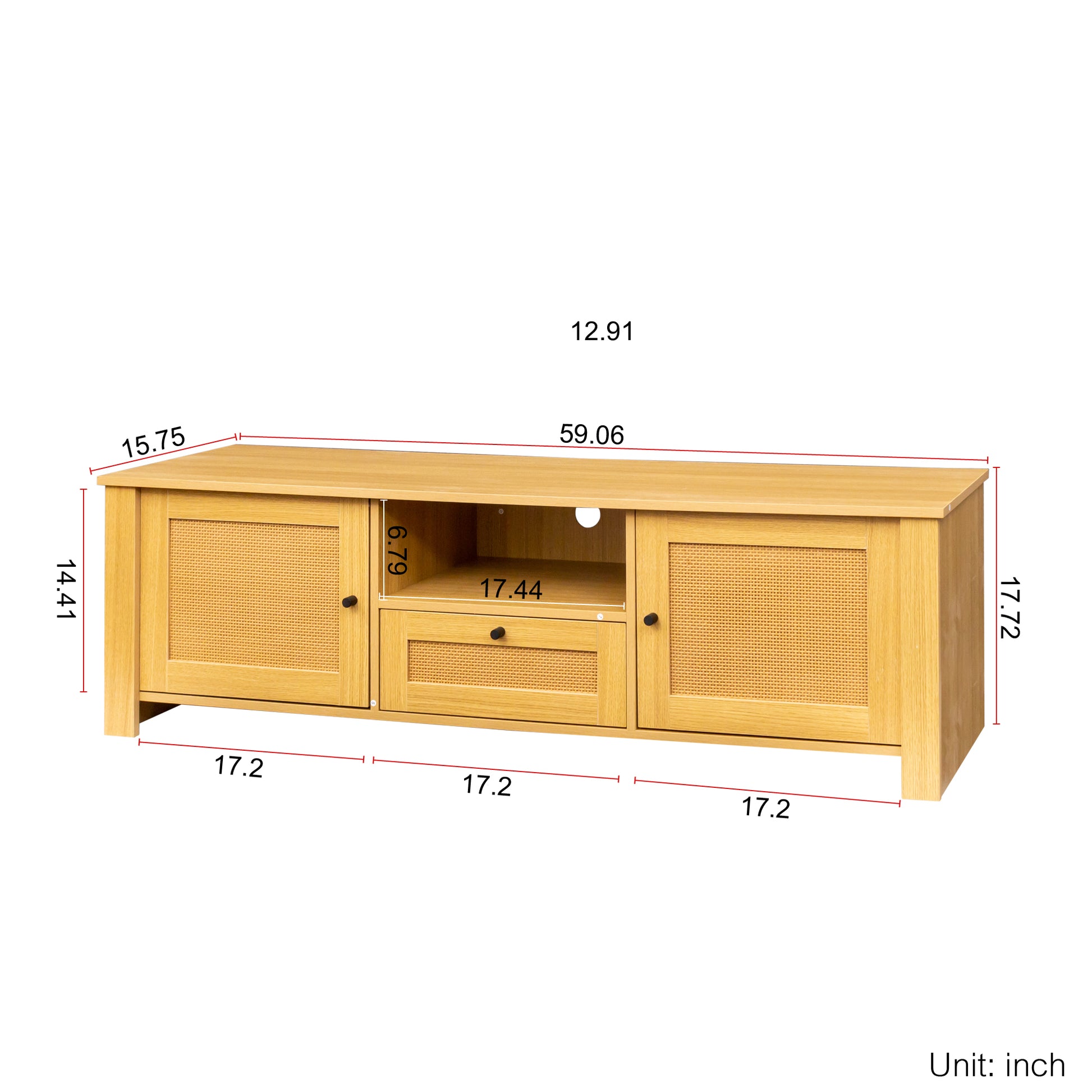 Farmhouse Tv Stand Modern Wood Media Entertainment Center Console Table With 2Doors And 1Open Shelves Oak 50 59 Inches Mdf