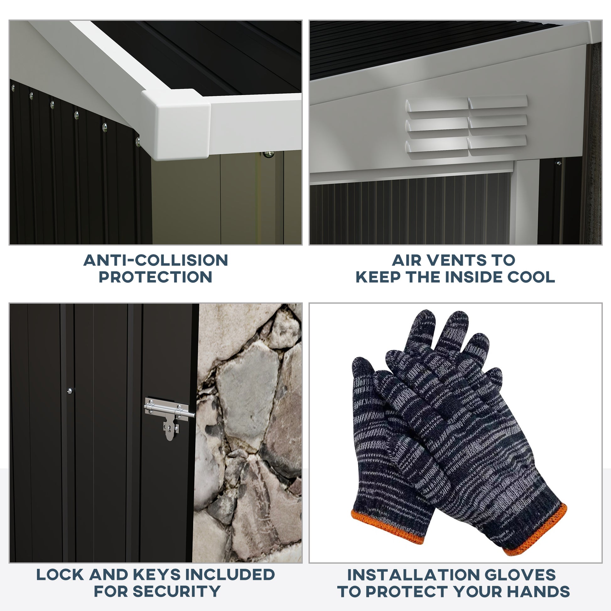 Outsunny 4' X 6' Metal Outdoor Storage Shed, Lean To Storage Shed, Garden Tool Storage House With Lockable Door And 2 Air Vents For Backyard, Patio, Lawn, Dark Gray Gray Steel