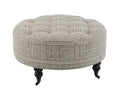 Grey Ottoman With Casters Grey Wood Primary Living Space Backless Pattern Grey Round Armless Fabric Metal