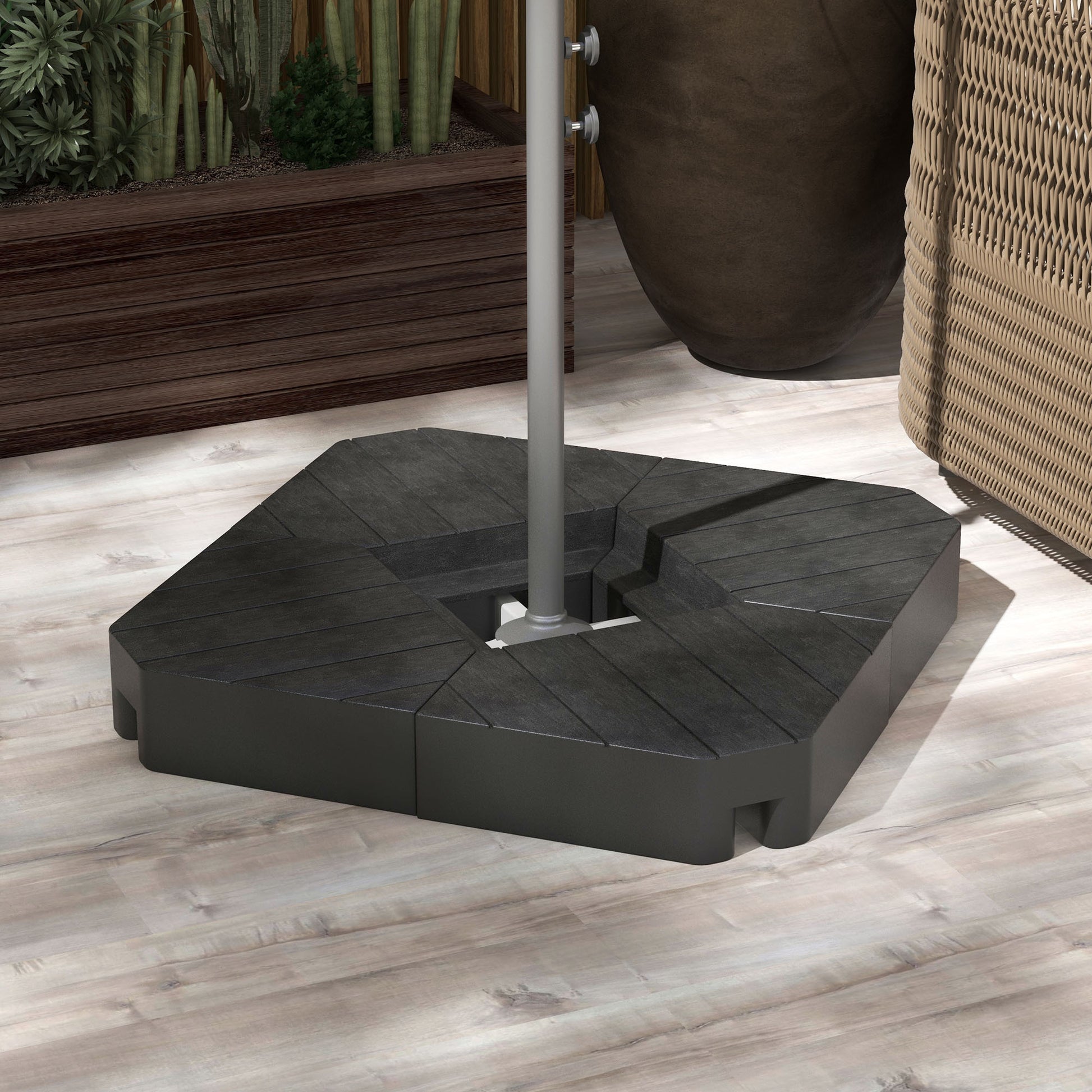 Outsunny 4 Piece Patio Cantilever Umbrella Base Weight Set, Outdoor Offset Umbrella Weights For Umbrella Stand, 132 Lb. Capacity Water Or 176 Lb