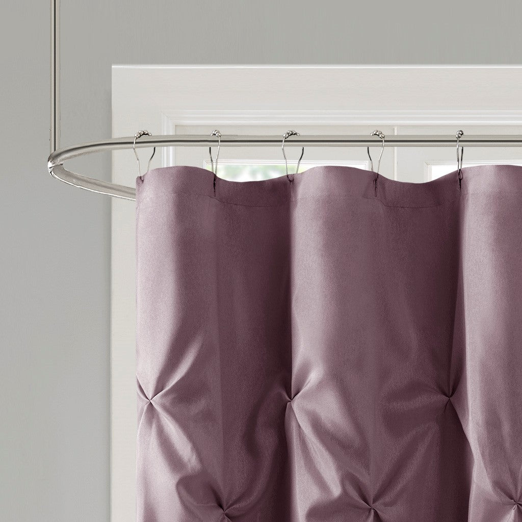 Tufted Semi Sheer Shower Curtain Purple Polyester