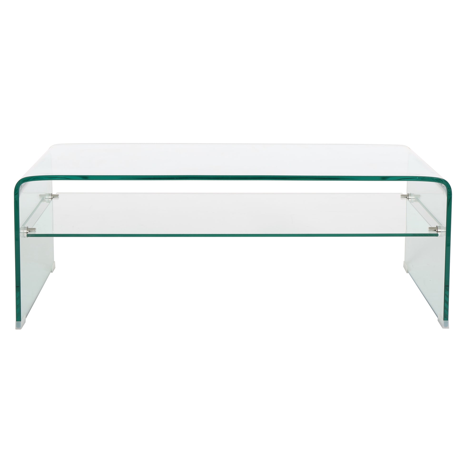 Coffee Table 12Mm Tempered Bent Glass ,8Mm Shelf Glass Clear Tempered Glass