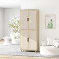 4 Door Cabinet, With 4 Adjustable Inner Shelves, Storage Cabinet Natural Mdf