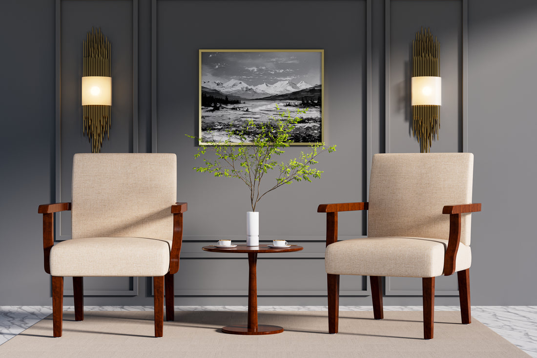 Fabric Accent Arm Chair Set Of 2 With Round Wood Table Beige Fabric