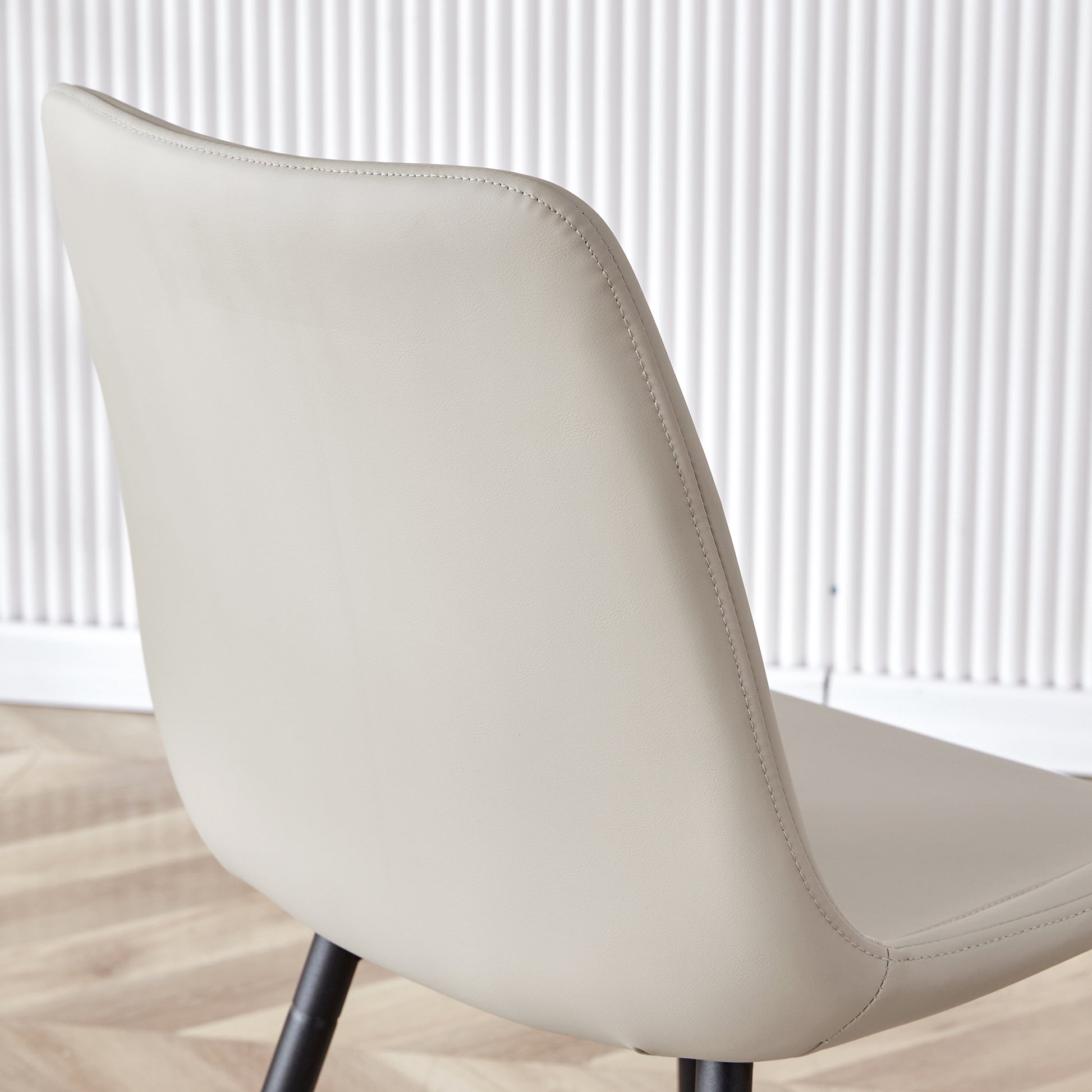 Table And Chair Set, White Imitation Marble Texture Rock Board Table Top, Black Metal Table Legs, Stable And Beautiful. Modern Simple Dining Table, Comfortable Seating. White Gray Metal