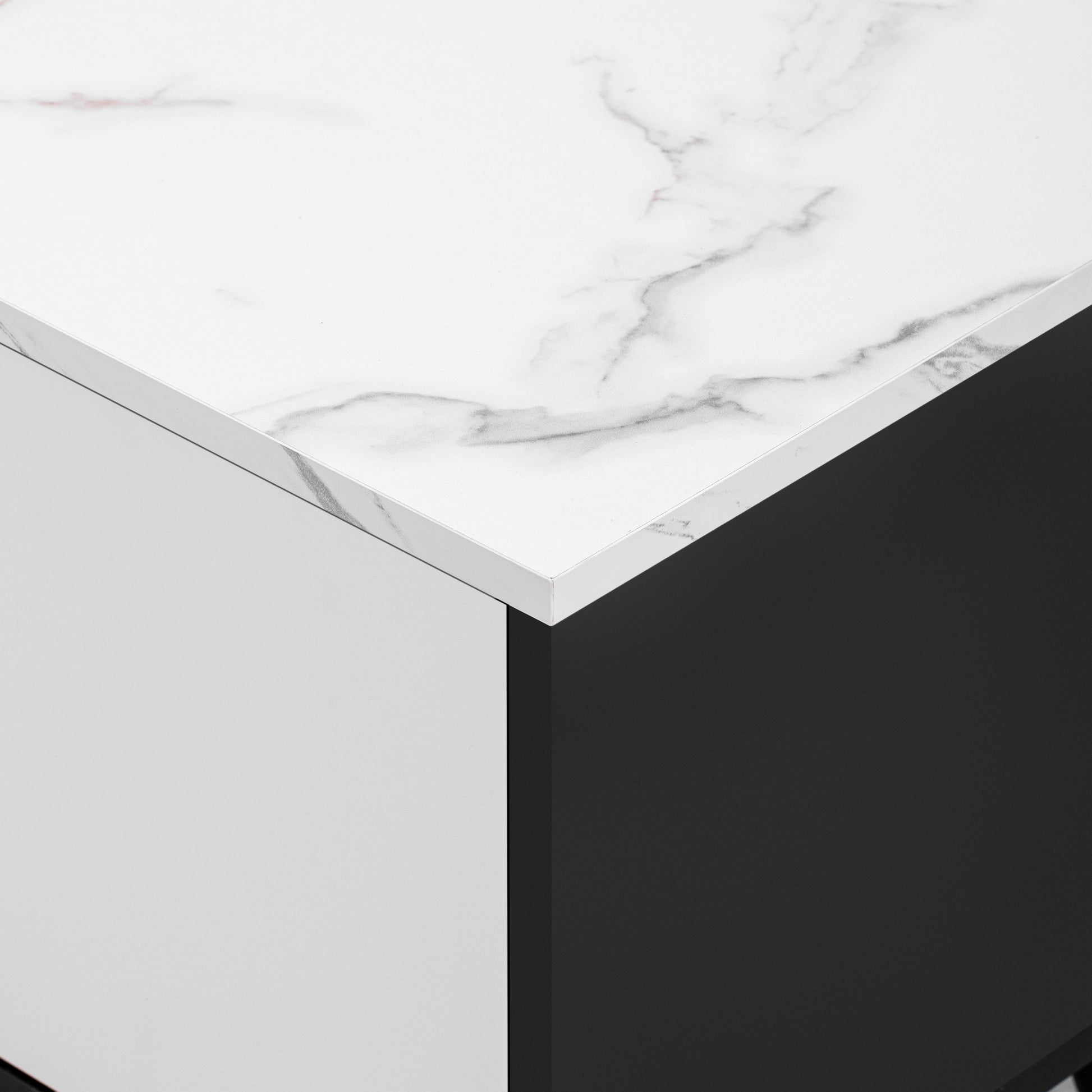 71'' Modern Tv Stand With 2 Cabinets& Open Compartments, Entertainment Center For Tvs Up To 80'', Television Console For Living Room, Bedroom, Home Theatre White Black Primary Living Space 70 79