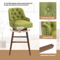 Coolmore Bar Stools Set Of 2 Counter Height Chairs With Footrest For Kitchen, Dining Room And 360 Degree Solid Wood Legs Swivel Bar Stools Set Of 2 Olive Linen Olive Foam Linen