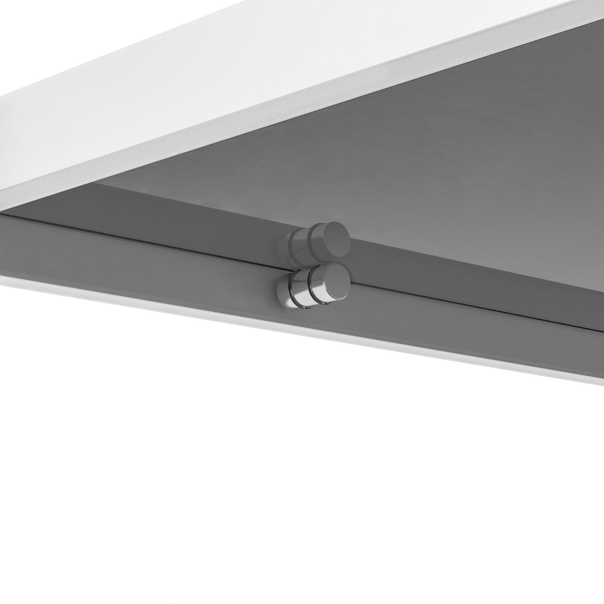 Rectangle Coffee Table With Gray Tempered Glass Top And White Legs, Modern Table For Living Room Gray Tempered Glass