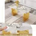 Table And Chair Set, Rock Plate Table Top, Gold Metal Table Legs, Stable And Beautiful, Suitable For Most Home Styles. Modern Simple Dining Table, Comfortable Seating. Grey Gold Seats 4 Sintered Stone