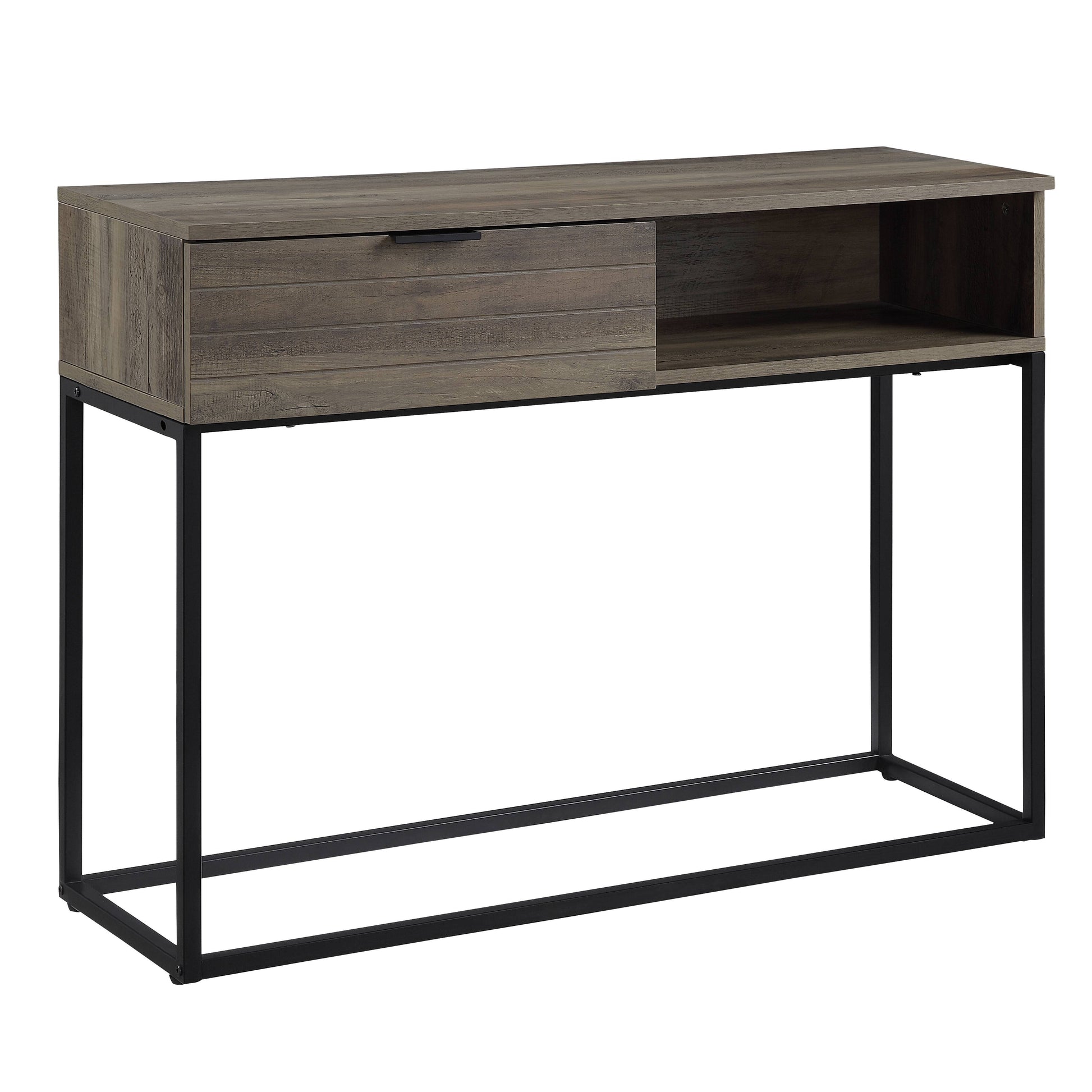 Galeno Writing Desk, Rustic Oak & Black Finish Of00320 Black Mdf Metal