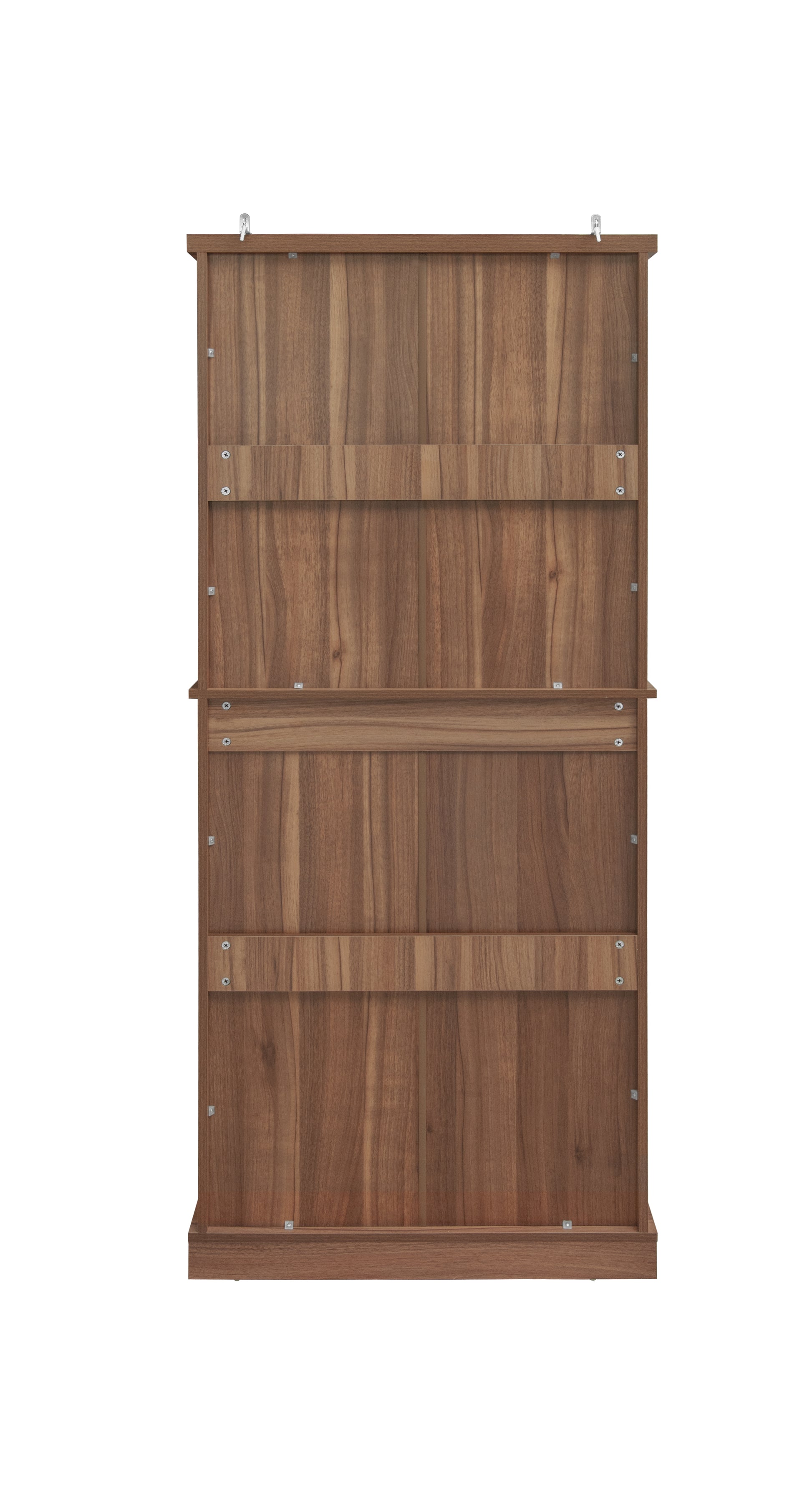 4 Door Cabinet With 1 Drawer, With 4 Adjustable Inner Shelves, Storage Cabinet Walnut Mdf