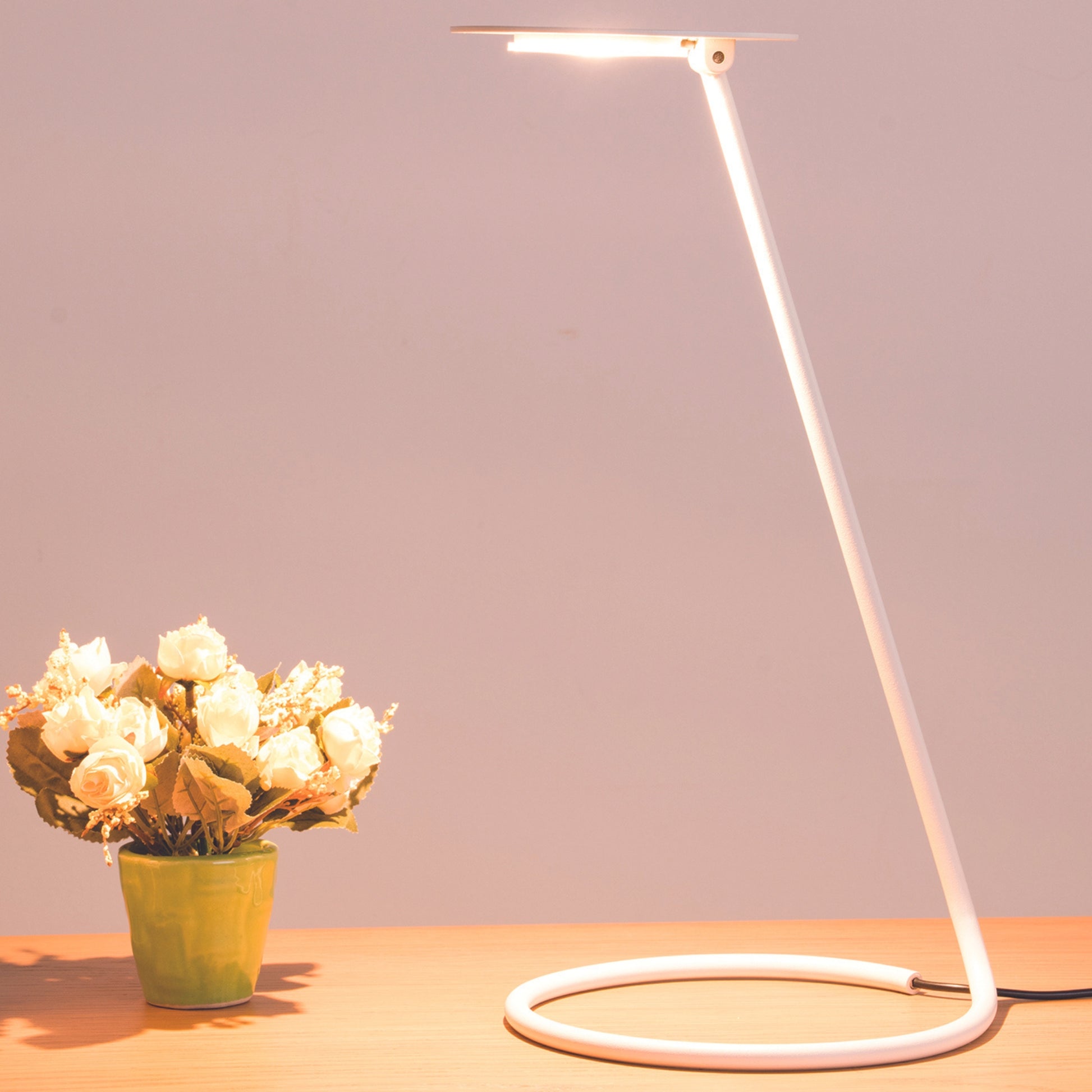 15" Tall "Andi" Adjustable Led Desk Lamp, Satin White White Metal