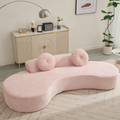 Arrived 105.5''Curved Sofa, Modern Minimalist Sofa, Cloud Couch Sofa 3 4 Seater Couch With 2 Pillows,Bedroom, No Assembly Required, Point Shaped Corduroy, Anti Wrinkle ,Pink Pink Polyester Primary Living Space Tight Back Soft Modern Foam Upholstered 3