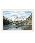 The Maroon Bells White Framed Wall Art For Living Room, Bedroom Wall Art Print For Home Decor By Billy Jacobs Multicolor Wood Paper