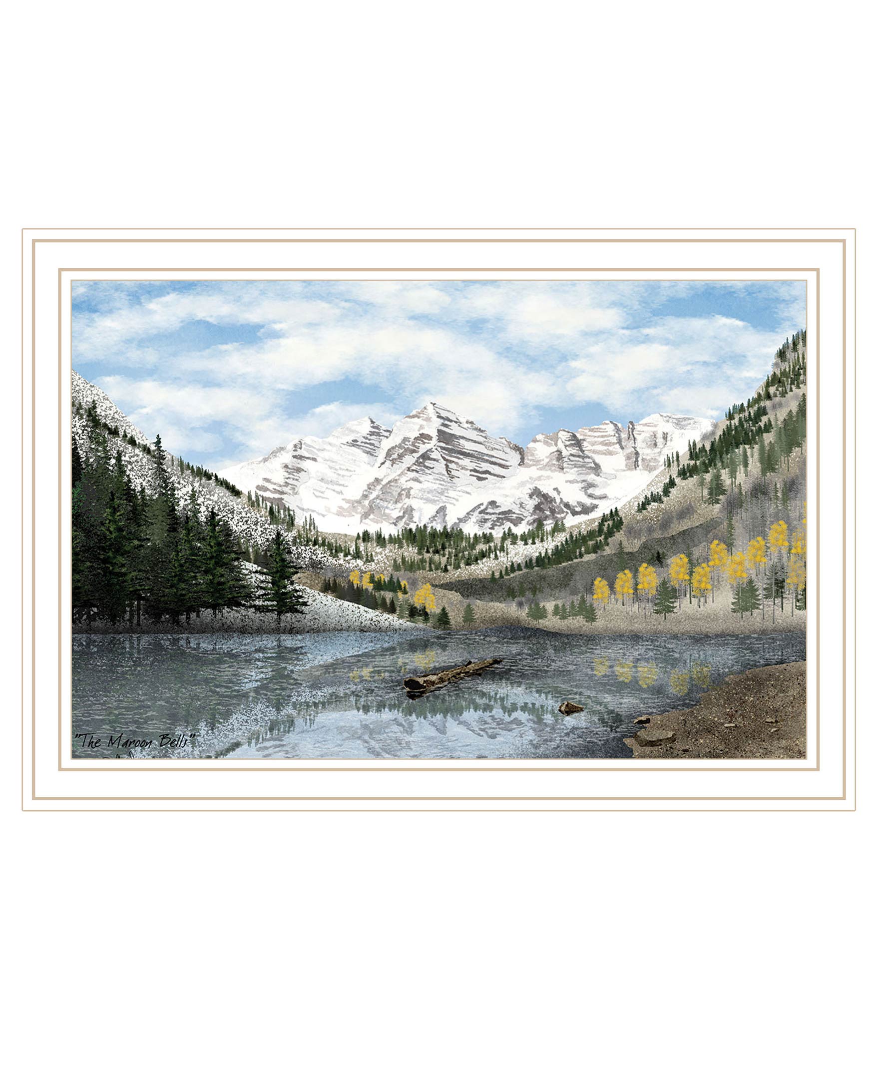The Maroon Bells White Framed Wall Art For Living Room, Bedroom Wall Art Print For Home Decor By Billy Jacobs Multicolor Wood Paper