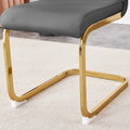 Table And Chair Set, Rock Plate Table Top, Gold Metal Table Legs, Stable And Beautiful, Suitable For Most Home Styles. Modern Simple Dining Table, Comfortable Seating. Grey Gold Seats 6 Sintered Stone