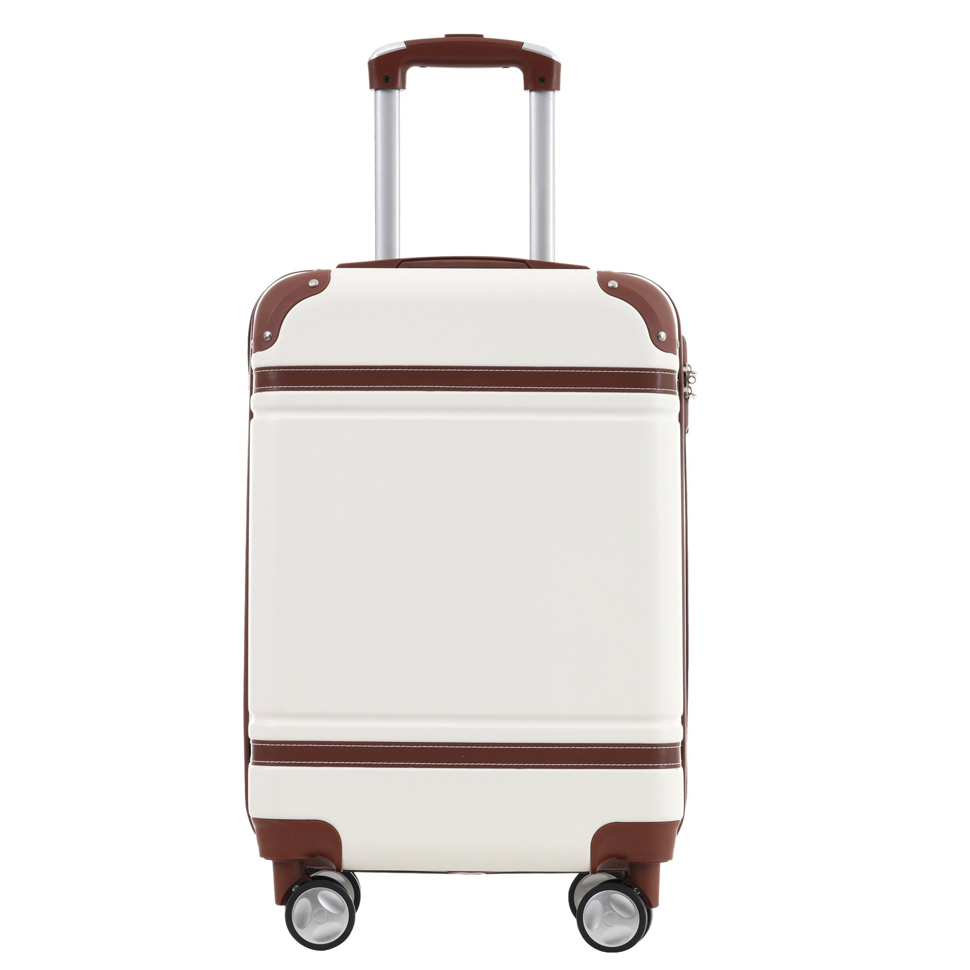 Hardshell Luggage Sets With Bags Carry On Suitcase Double Spinner Wheels With Tsa Lock ,Single Vintage Luggage 20 In,White White Abs