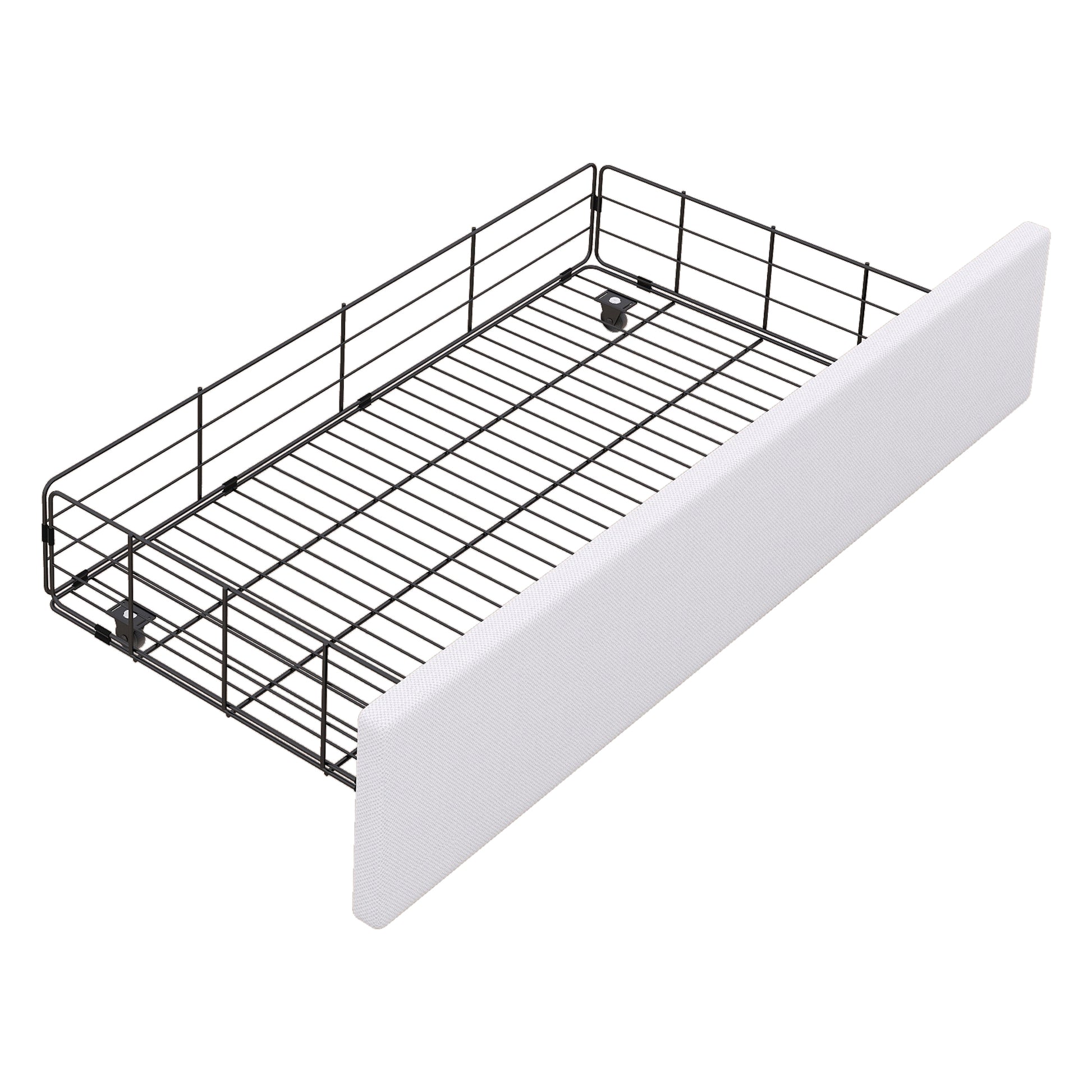 Metal Full Size Platform Bed With 4 Drawers, Upholstered Headboard And Footboard, Sockets And Usb Ports, White Full White Black Fabric Metal