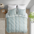 3 Piece Cotton Jacquard Duvet Cover Set Queen Blue Cotton