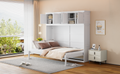 Queen Size Murphy Bed Wall Bed With Top Cabinets,White Queen White Plywood
