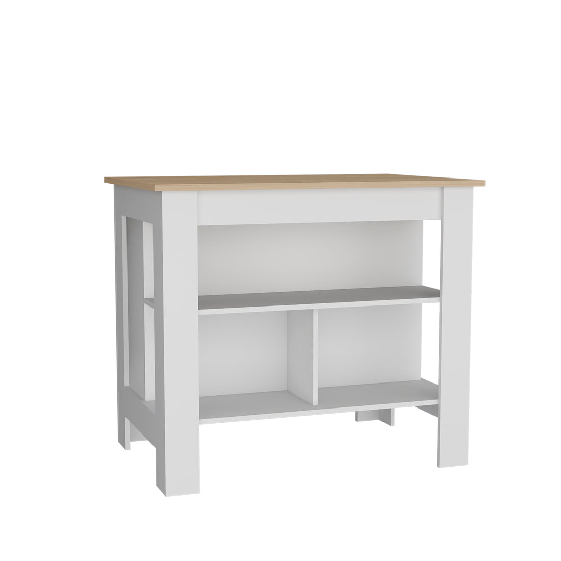 Cortes Kitchen Island 2 Tier Shelf 40" Width And Large Work Top Multi Dining Room Modern Rectangular Stationary Kitchen Islands Particle Board Medium 40 55In