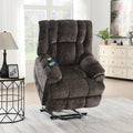 Pacay Power Recliner W Lift, Heating & Massage, Brown Velvet Lv02998 Brown Upholstered