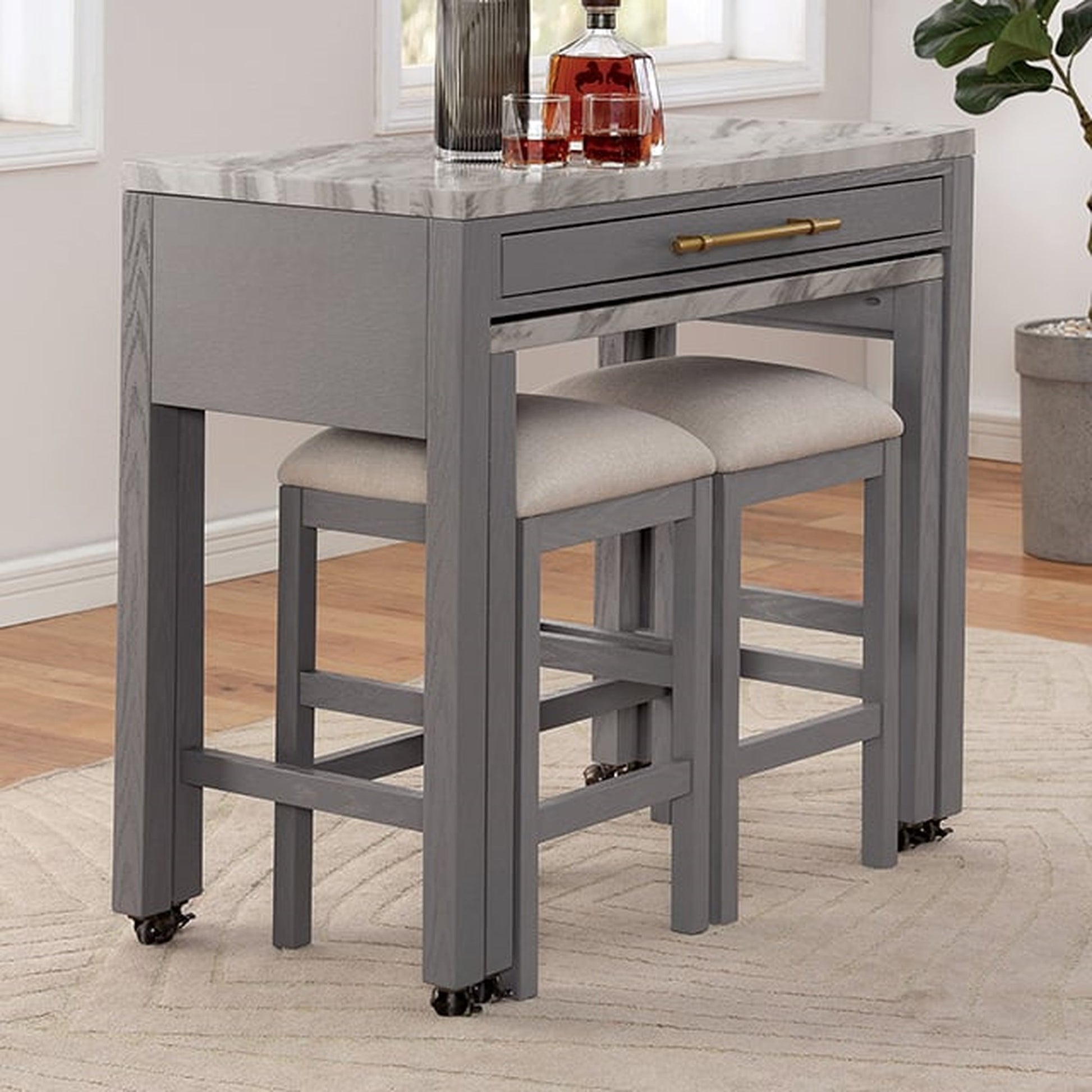 Light Gray Counter Height Table W Nested Table Dining Room Furniture F