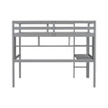 Twin Size Loft Bed With Desk And Shelves, Safety Guardrail And Ladder,Grey Twin Grey Pine
