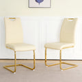 Modern Style Glass Dining Table With Elegant Transparent Design, Solid Support Base, Pale Yellow Dining Chair Set With Gold Plated Legs, Suitable For Restaurant Kitchens Set Of 7 Yellow Glass
