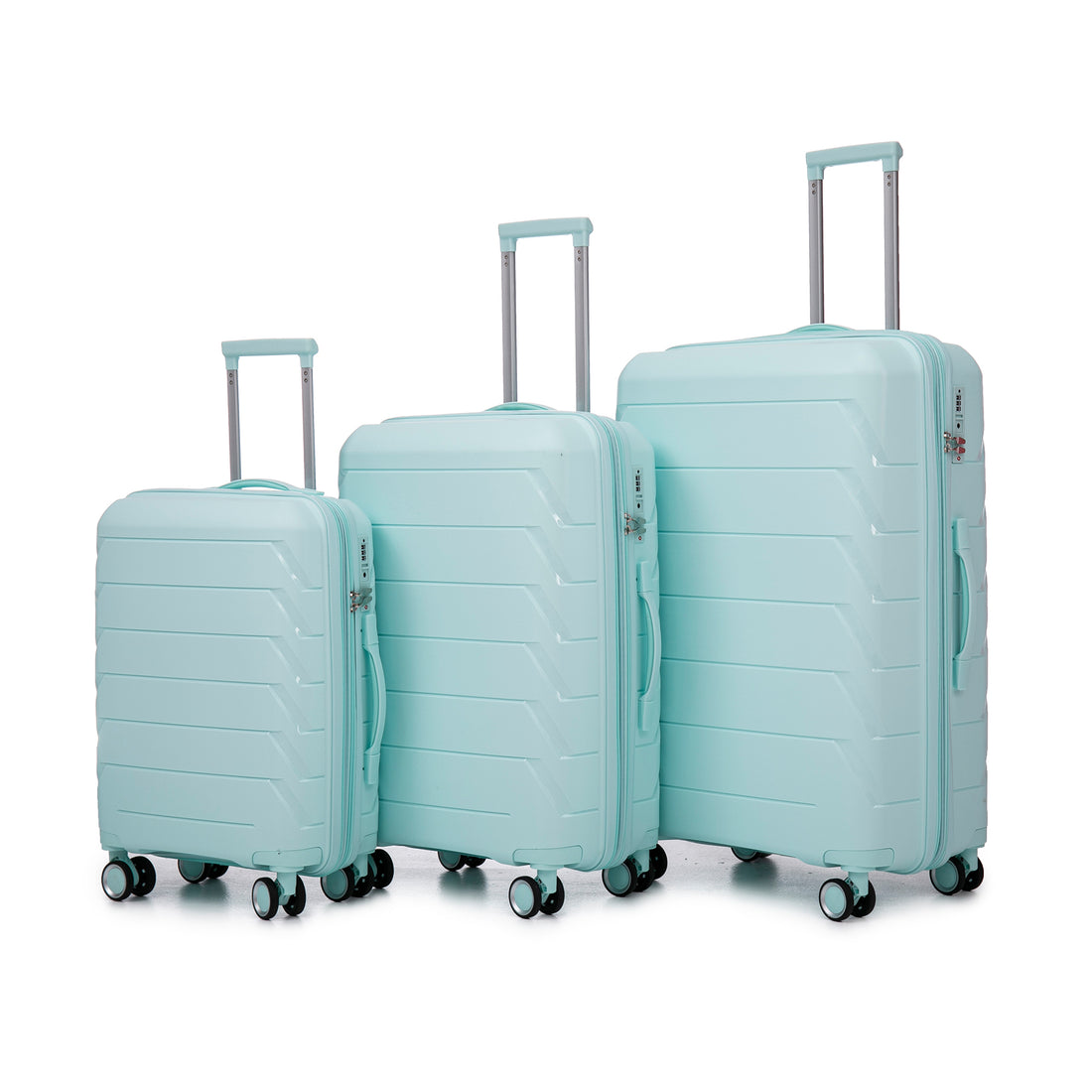 Pp Luggage Sets 3 Piece 20 24 28 , Expandable Carry On Luggage With Tsa Lock Airline Approved, Pp Materials Hard Shell And Lightweight Suitcase With Spinner Wheels Mint Green Mint Green