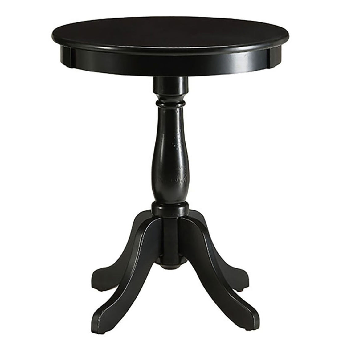 Black Side Table With Turned Pedestal Black Primary Living Space Traditional Round Wood