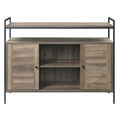 Rustic Oak And Black Tv Stand With 2 Doors Rustic Primary Living Space 50 59 Inches Oak Wood Metal