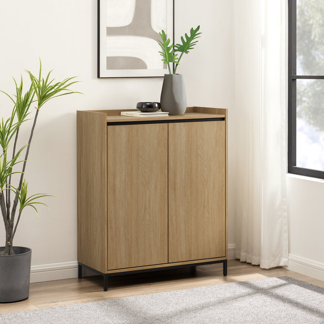 Contemporary Minimalist 2 Door Accent Cabinet