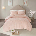 3 Piece Tufted Cotton Chenille Medallion Comforter Set Blush Full Queen Full Blush Cotton