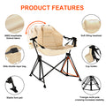 Hammock Camping Chair Folding 350 Lbs Foldable Portable Rocking Chairs For Adults Outside Swinging Camp With Stand Lawn Garden Hanging Outdoor Beige Multi Iron