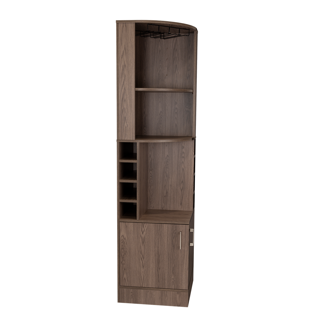 Syrah Corner Bar Cabinet, Two External Shelves Brown Primary Living Space Modern Shelves Included Particle Board