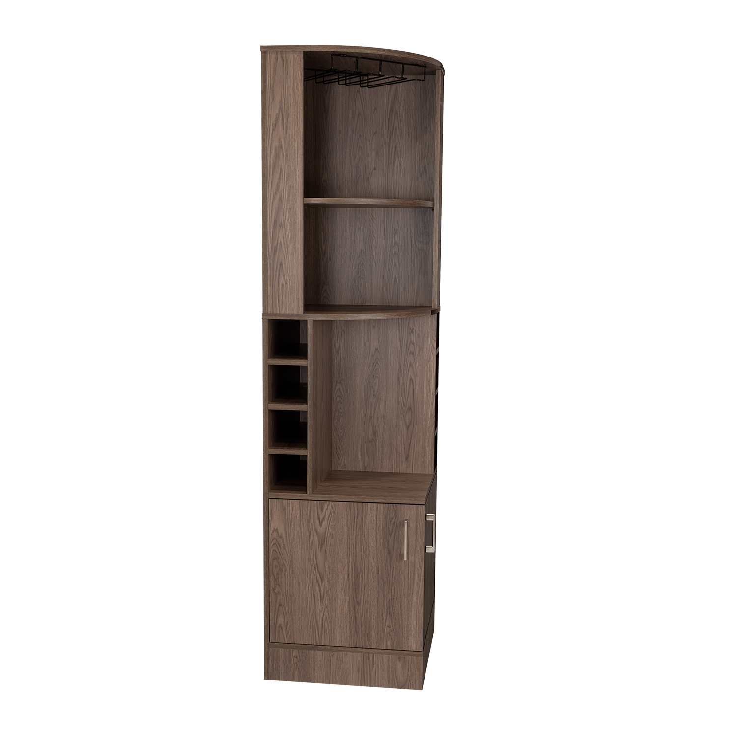 Syrah Corner Bar Cabinet, Two External Shelves Brown Primary Living Space Modern Shelves Included Particle Board