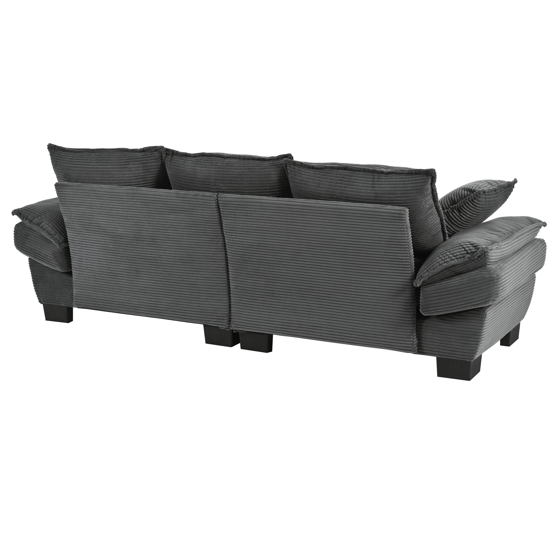 85.4" Modern Curved Sofa, Back Upholstered Couch With 2 Decorative Throw Pillows, Corduroy Fabric Couch For Living Room, Bedroomapartment Gray Corduroy 2 Seat